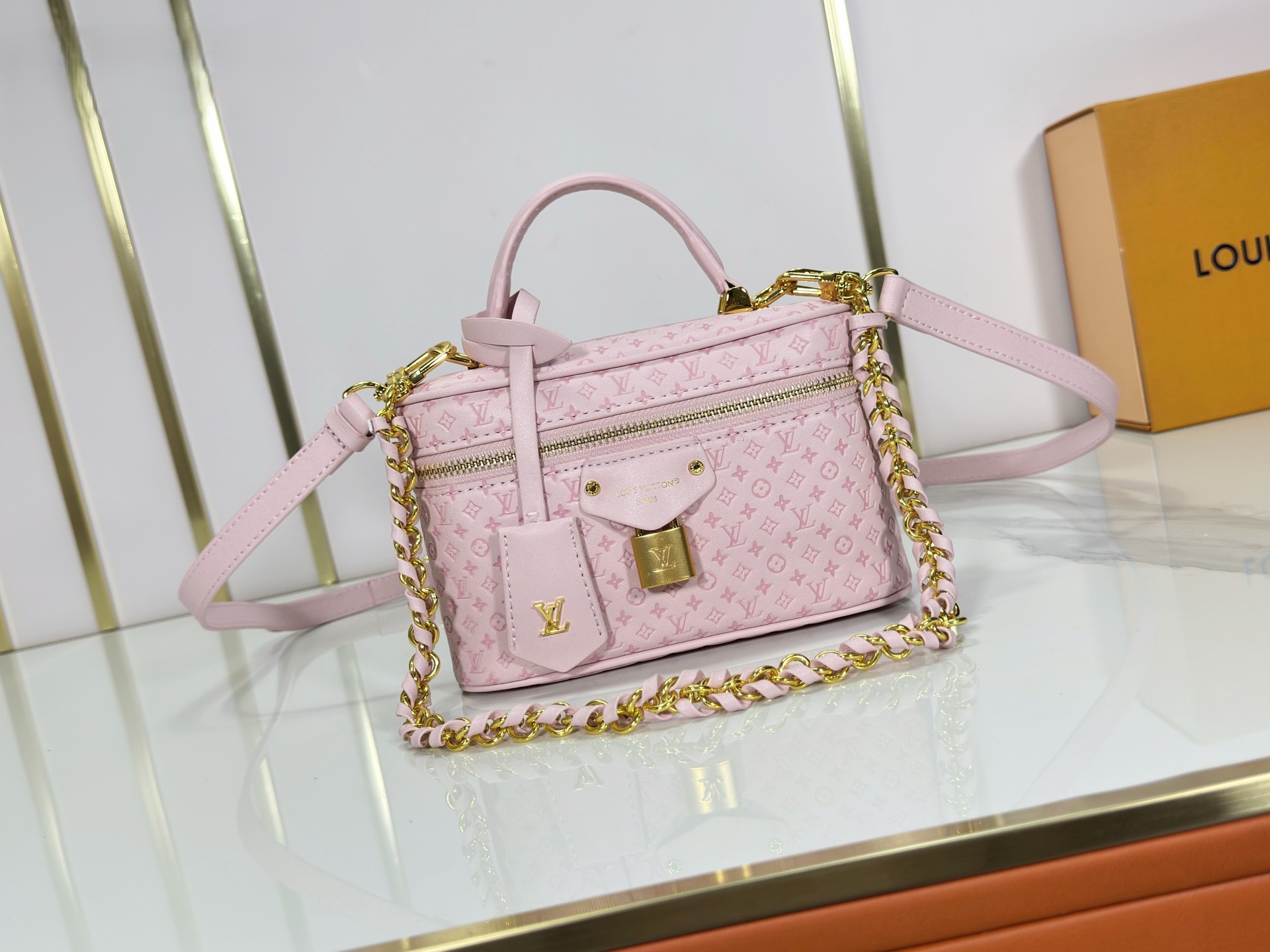 LV Mini Nice Vanity Case Micro Monogram Empreinte Leather Lock Crossbody Top Handle Bag