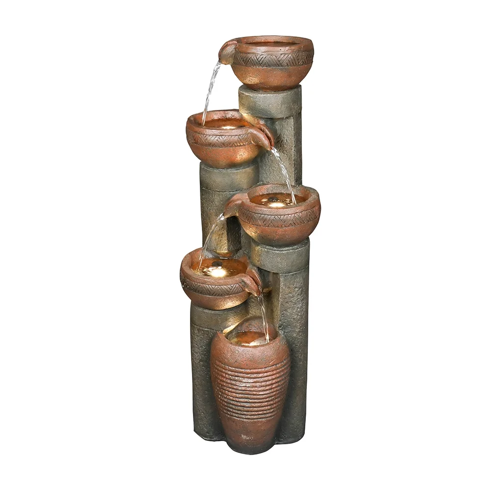 39.7H 5-Tier Relaxing Outdoor Indoor Garden Water Fountain Decor - for Contemporary Design for Garden, Patio, Deck, Porch, Backyard and Home Art Decor