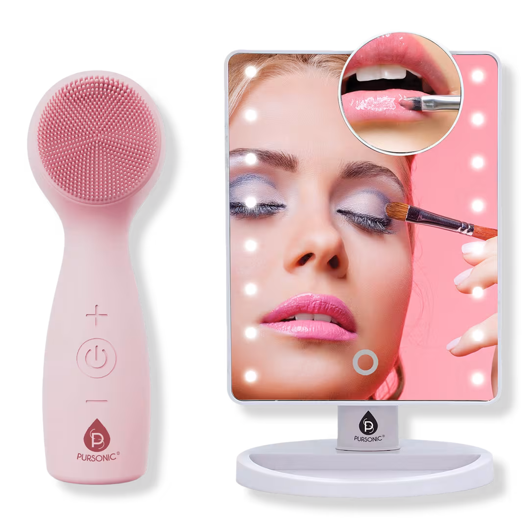 PURSONIC  LED Vanity Mirror & 3-in-1 Facial Cleansing Device