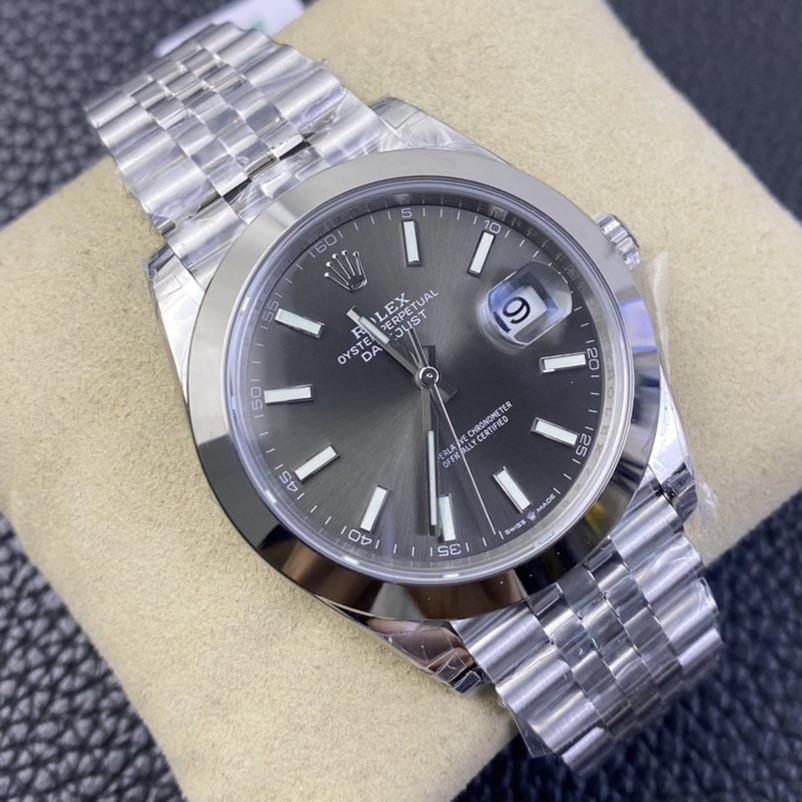 Rolex Watch DATEJUST 41MM SMOOTH BEZEL GREY DIAL JUBILEE BRACELET