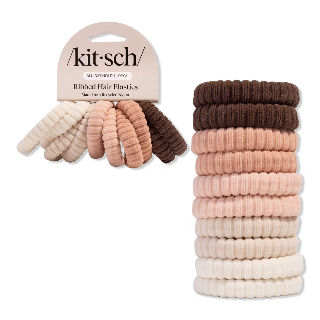 Kitsch  Recycled Fabric Ribbed Hair Elastics