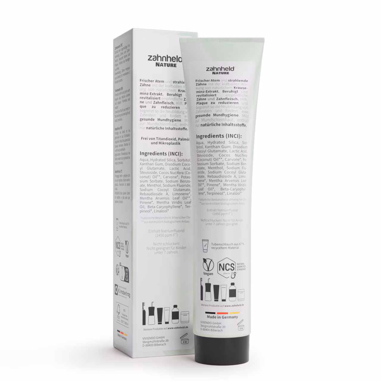 Nature Zahnpasta Mint (75 ml) – minzig frisch für den ganzen Tag, mit Fluorid, vegan