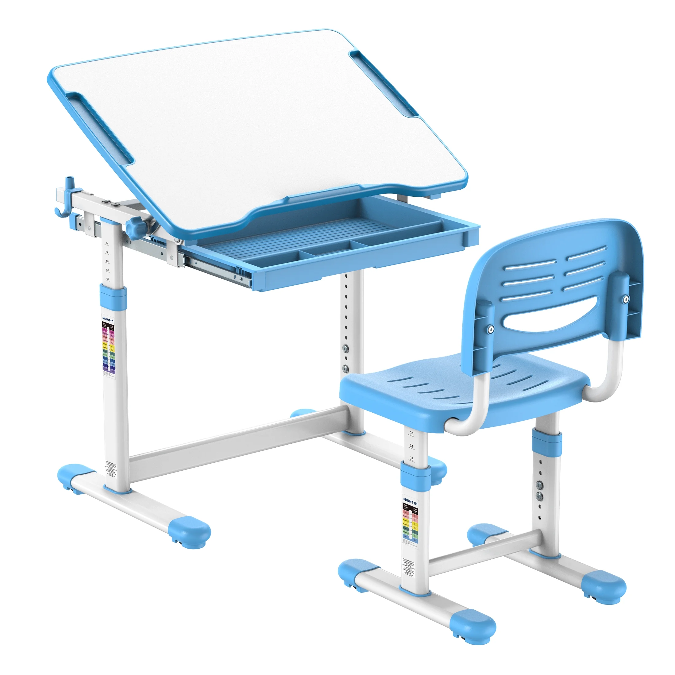 Mount-It! Kids Desk and Chair Set, Blue