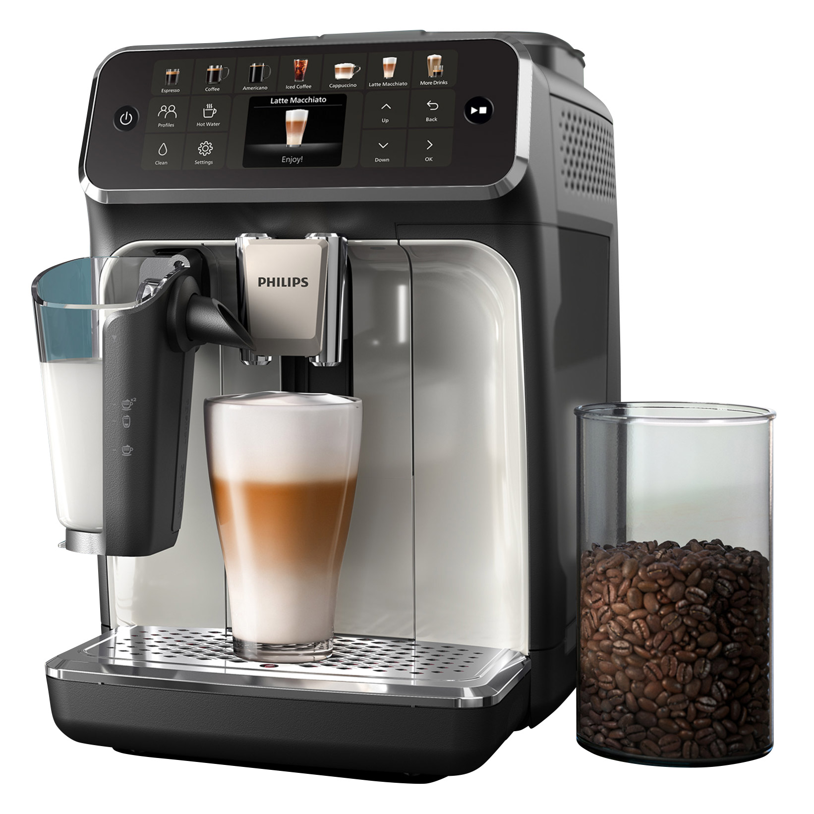 Philips 4400 Full Auto Coffee and Espresso Machine, LatteGo Milk Frother
