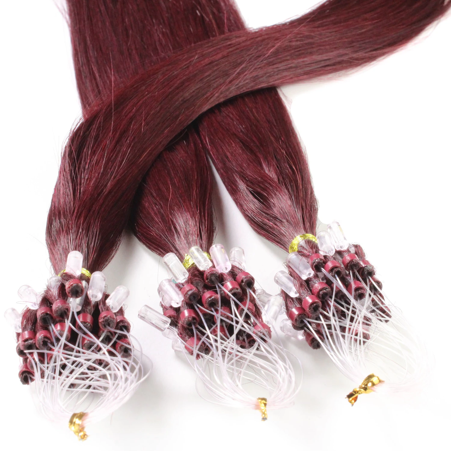 Microring Extensions Echthaar #55/66 Hellbraun Intensiv Violett-Intensiv 0.5g