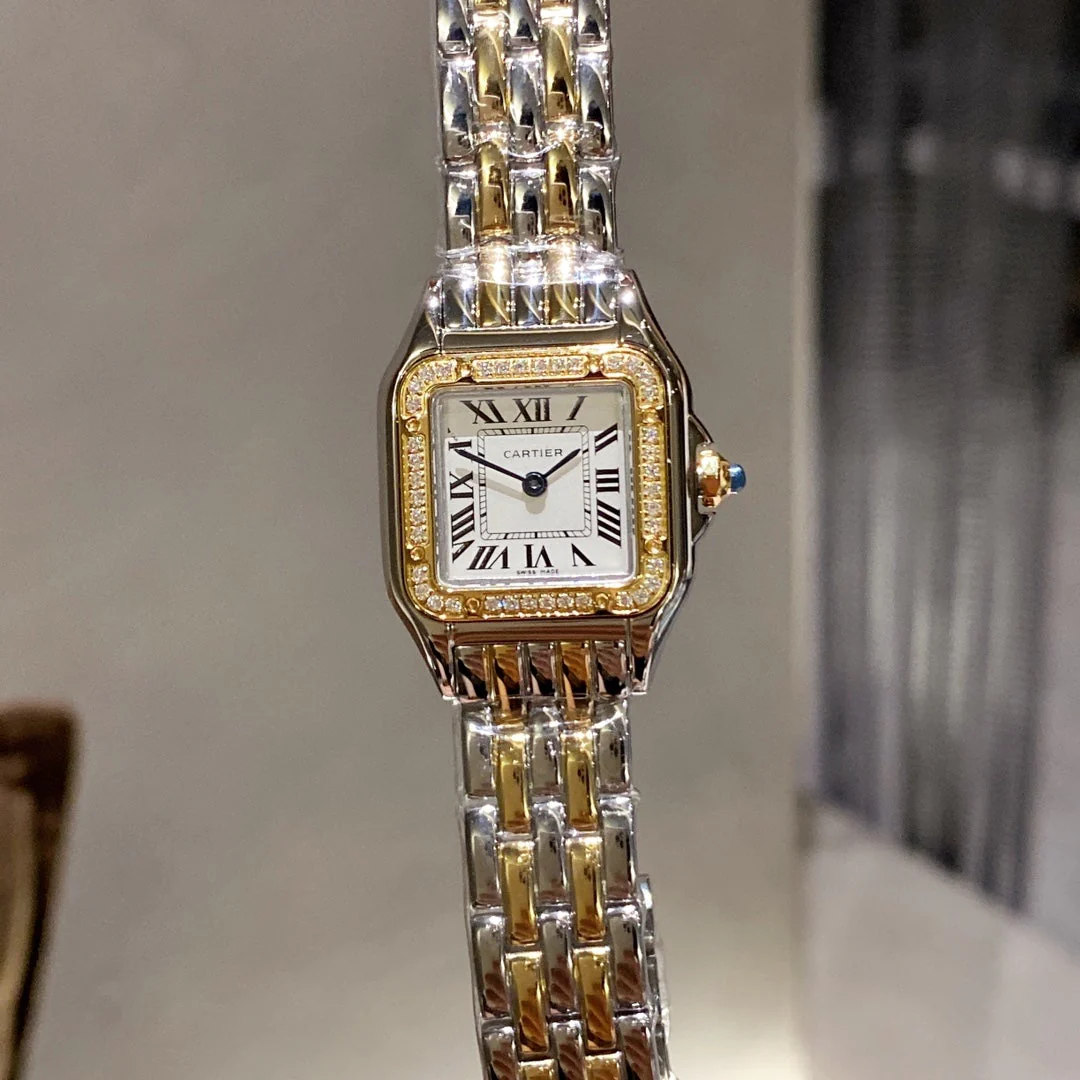 Cartier Watch PANTHERE 22MM QUARTZ GOLD STEEL DIAMOND BEZEL