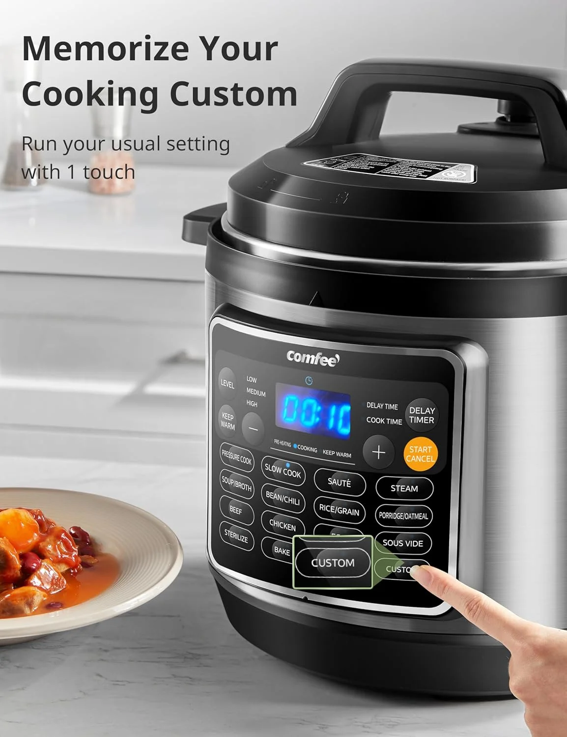 COMFEE 16 in 1 Electric Pressure Cooker Instant Multi Cooker Olla de Presion Non-Stick Pot Yogurt Maker Rice Cooker Slow Cooker Saut Steamer 8 Quarts Stainless Steel