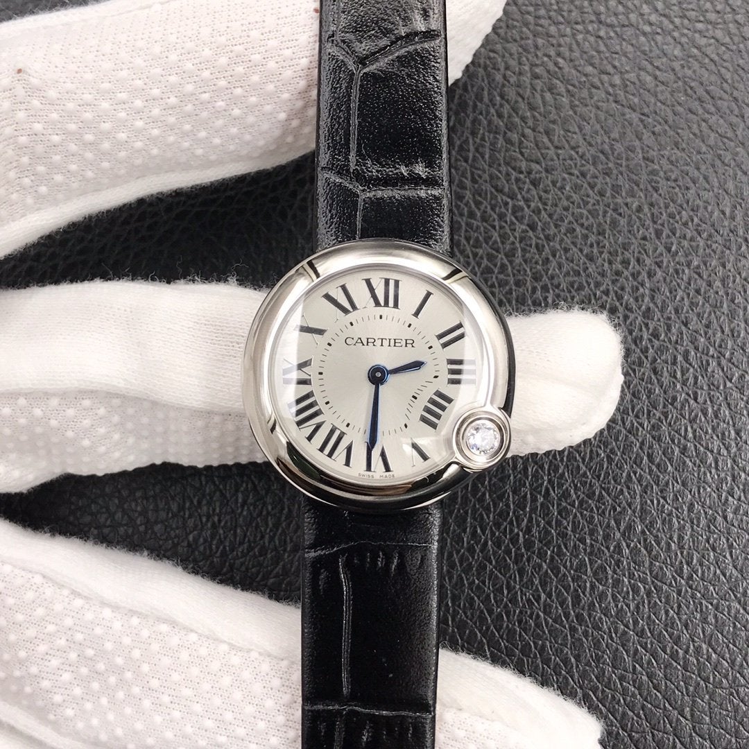 Cartier Watch BALLON BLANC DE CARTIER QUARTZ STEEL CASE BLACK DIAL