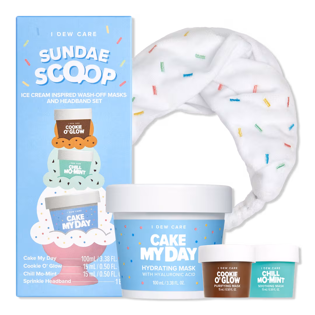 I Dew Care  Sundae Scoop Ice Cream-Inspired Wash-Off Masks & Headband Set