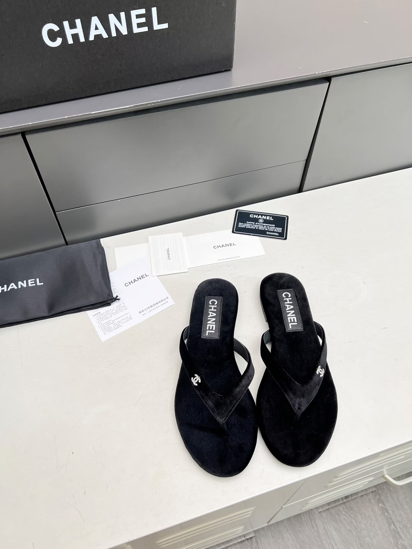 Chanel Crystal CC Thong Sandals