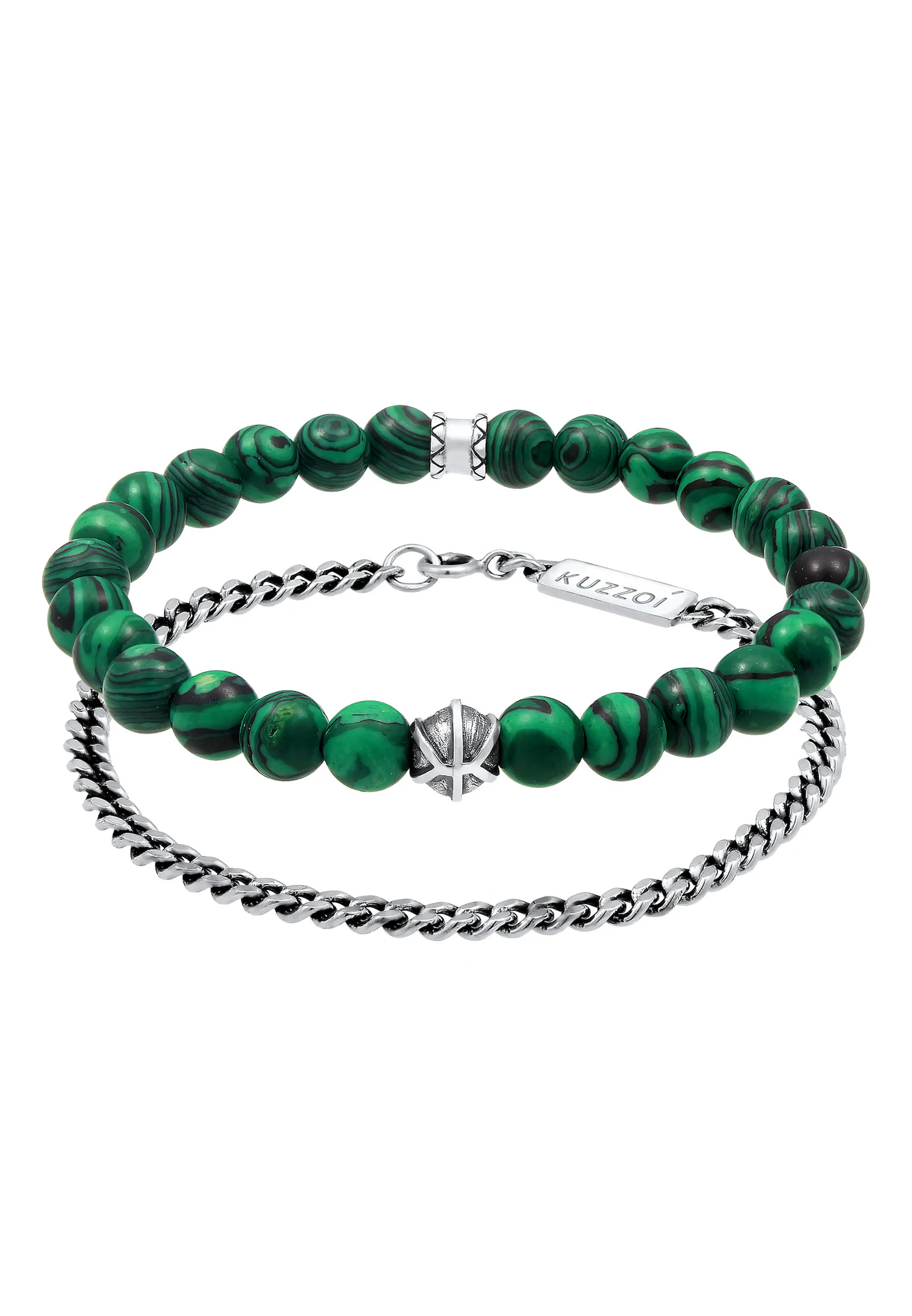 Herren 2er Set Oxidiert Malachit Look 925 Silber