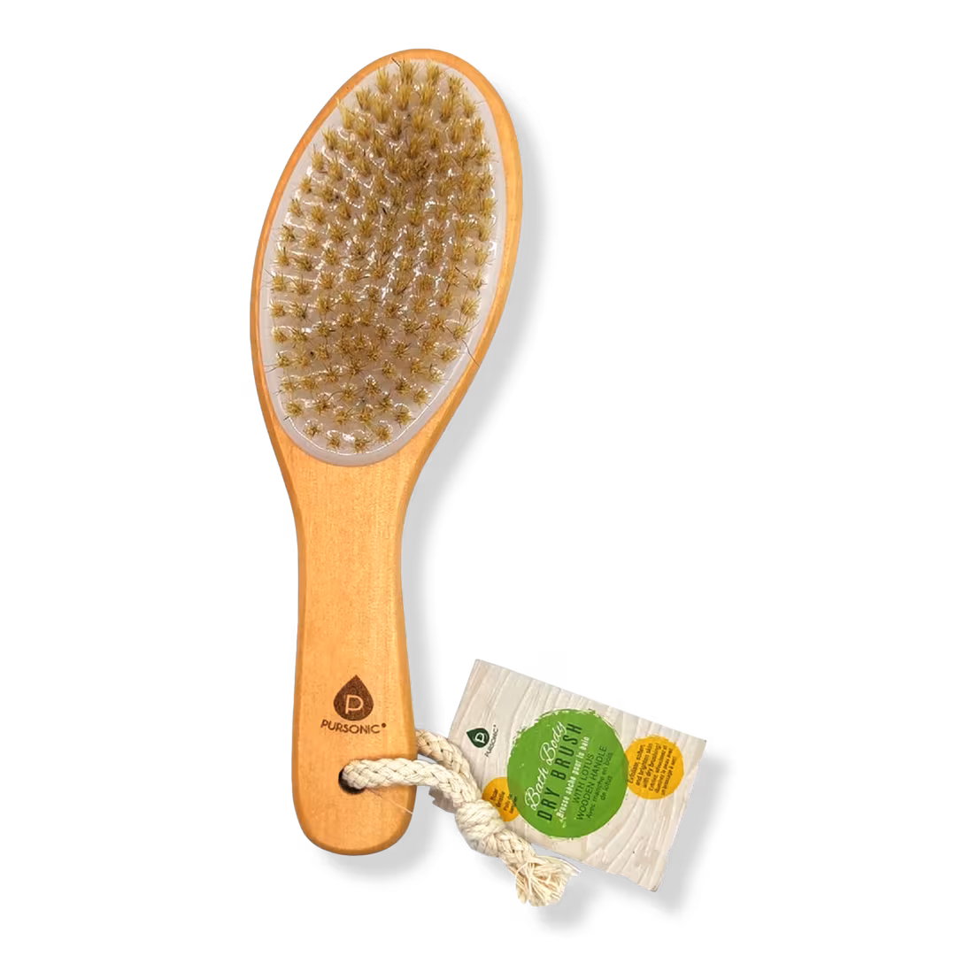 PURSONIC  Bath Body Brush With Lotus Wooden Handle