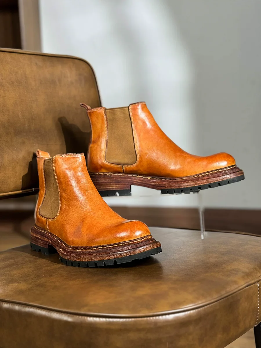 Autumn and winter handmade Goodyear Chelsea boots