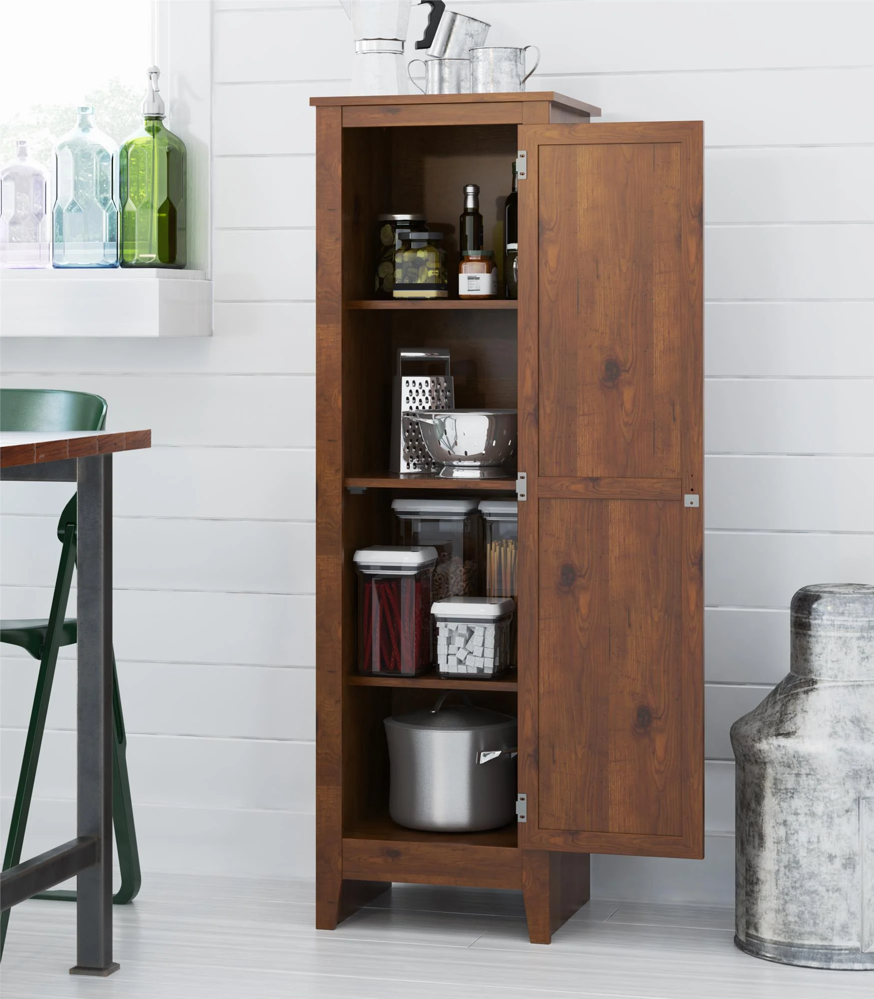 Milford Single Door Storage Pantry Cabinet, Old Fashioned Pine