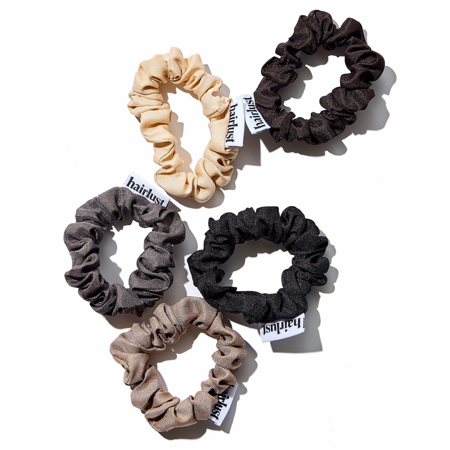 Satin Silk Scrunchies, Small, 5-Pack