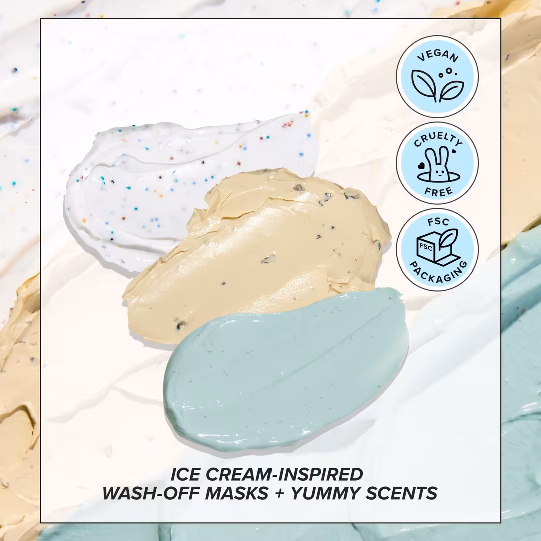 I Dew Care  Sundae Scoop Ice Cream-Inspired Wash-Off Masks & Headband Set