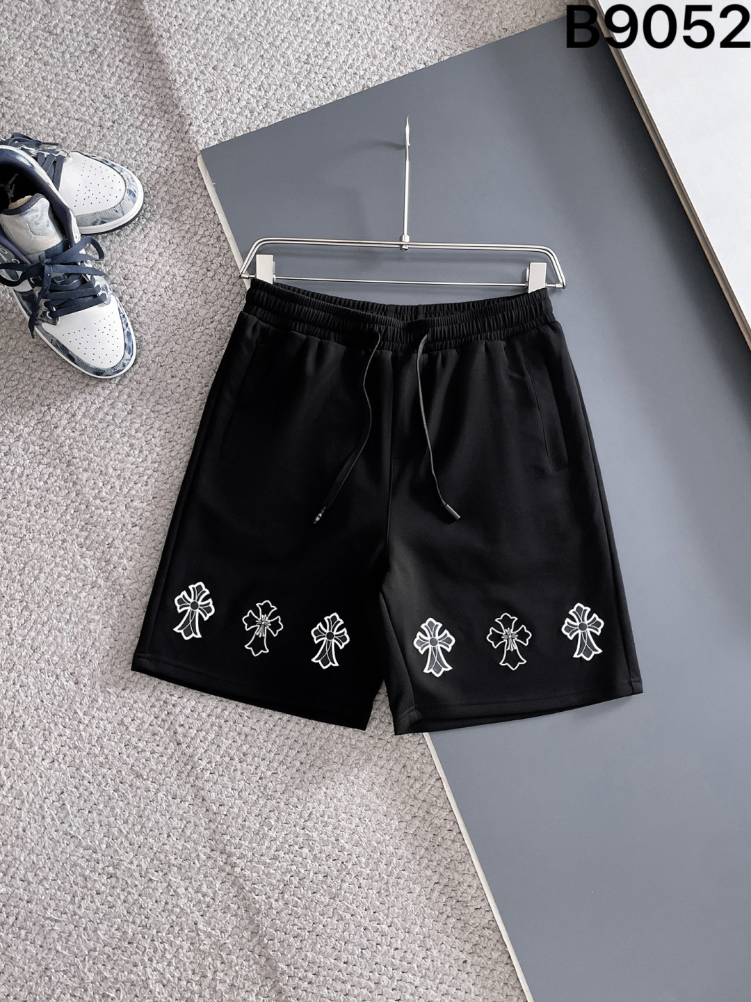 Chrome Hearts Style Cemetery Cross Sweat Shorts