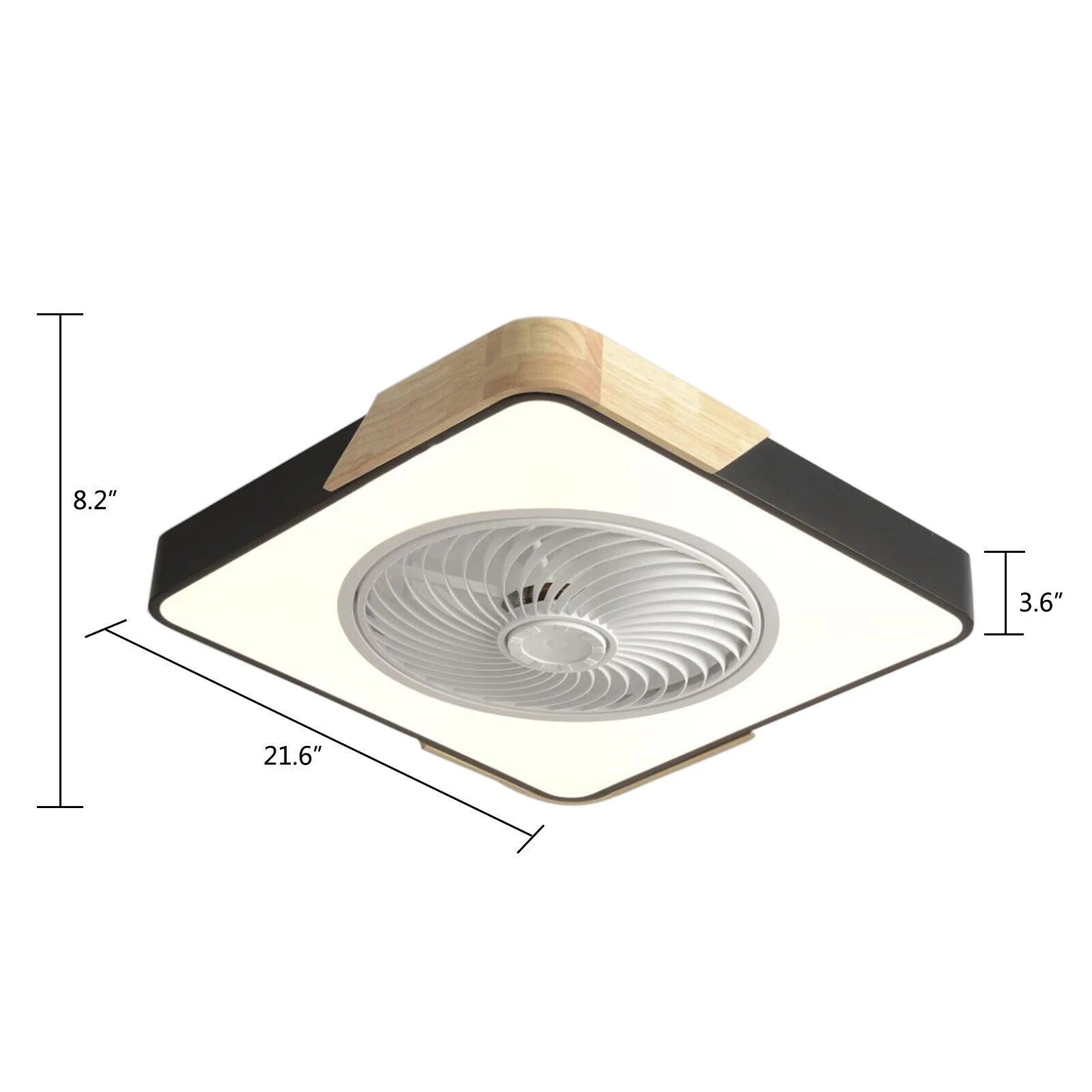Miumaeov 22 Inch Bladeless Fan Chandelier Ceiling Fan Light Dimmable LED Pendant Lamp & Remote