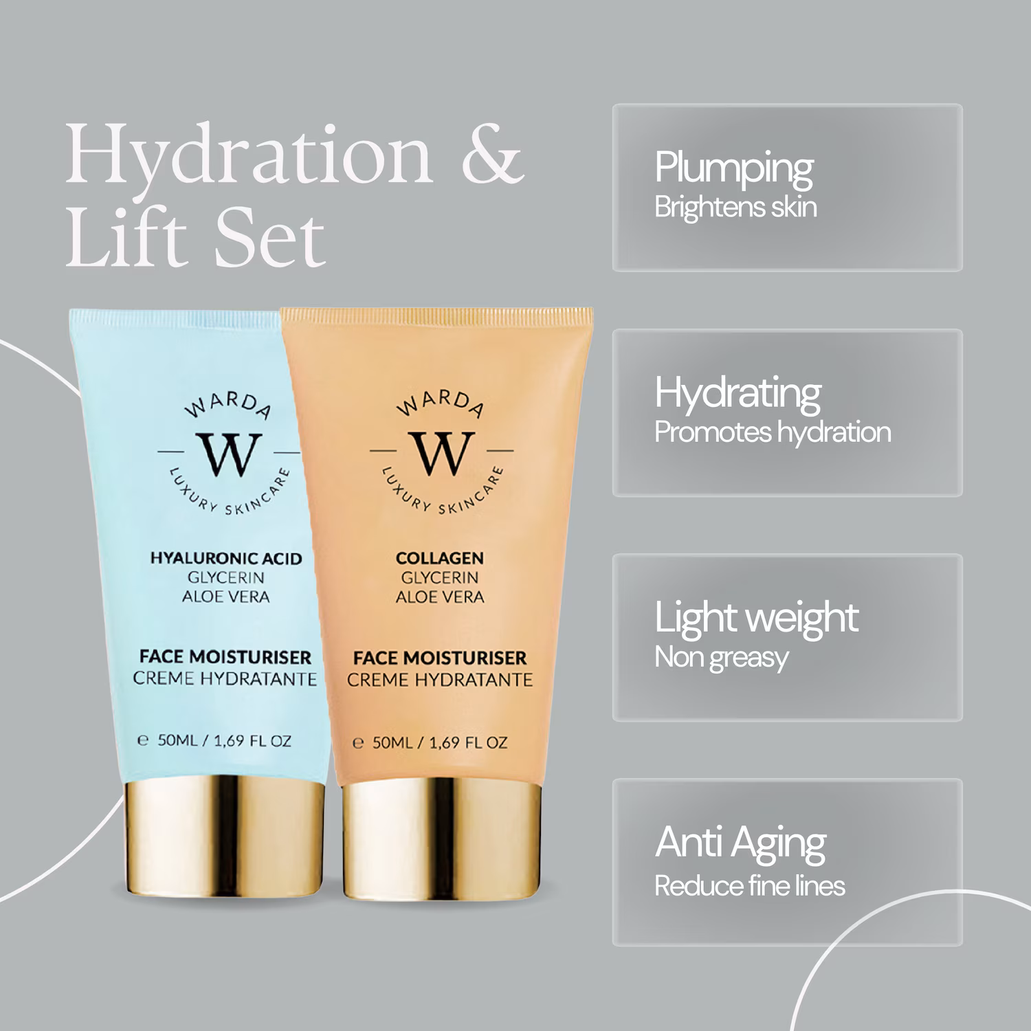 Pflege Duo Hyaluronsäure Feuchtigkeitscreme  + Kollagen Lifting-Creme