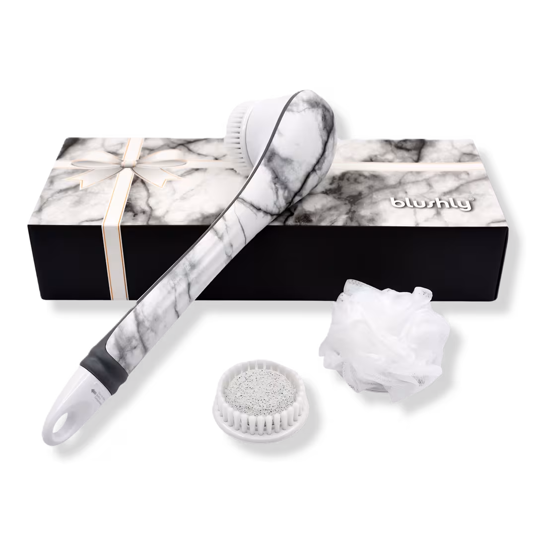 Blushly  Cleansing & Exfoliating Body Brush with Heads-Marble Edition