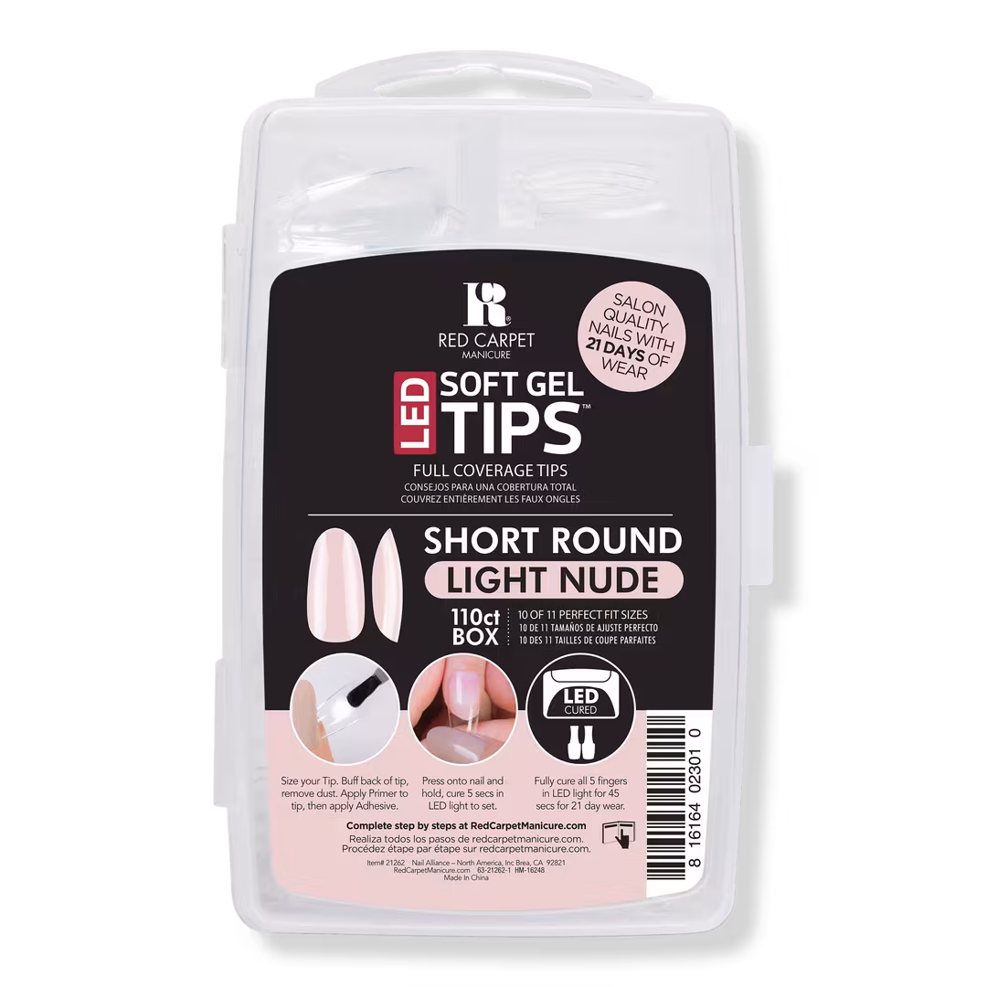 Red Carpet Manicure  Soft Gel Short Round Light Nude Nail Tips