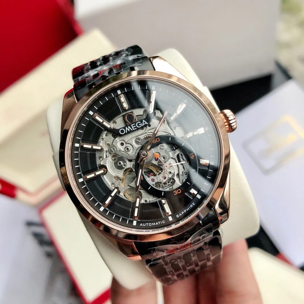 Omega Watch SEAMASTER SKELETON DIAL ROSE GOLD CASE