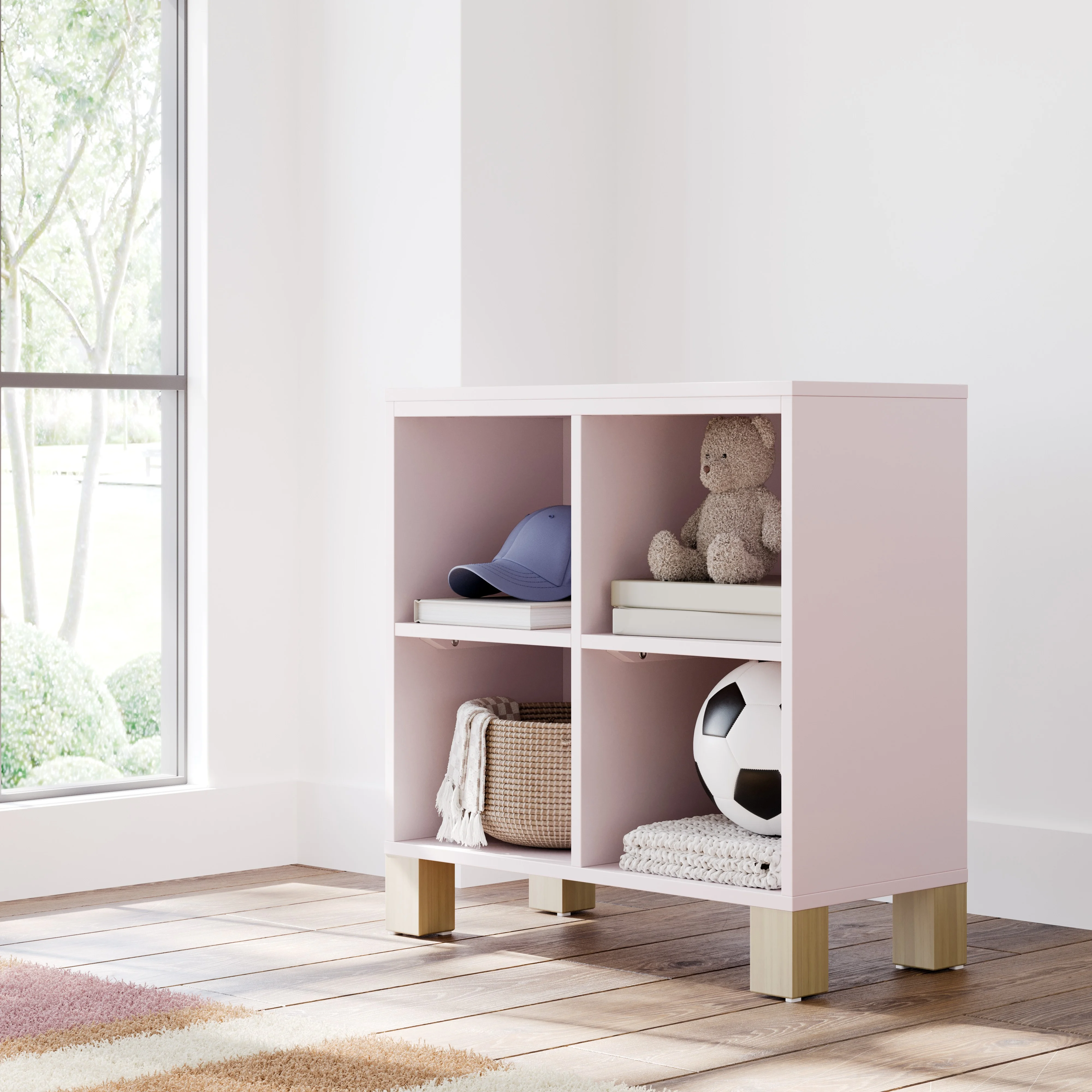 Storkcraft California Cube Organizer Children's Bookcase, Blush with Driftwood