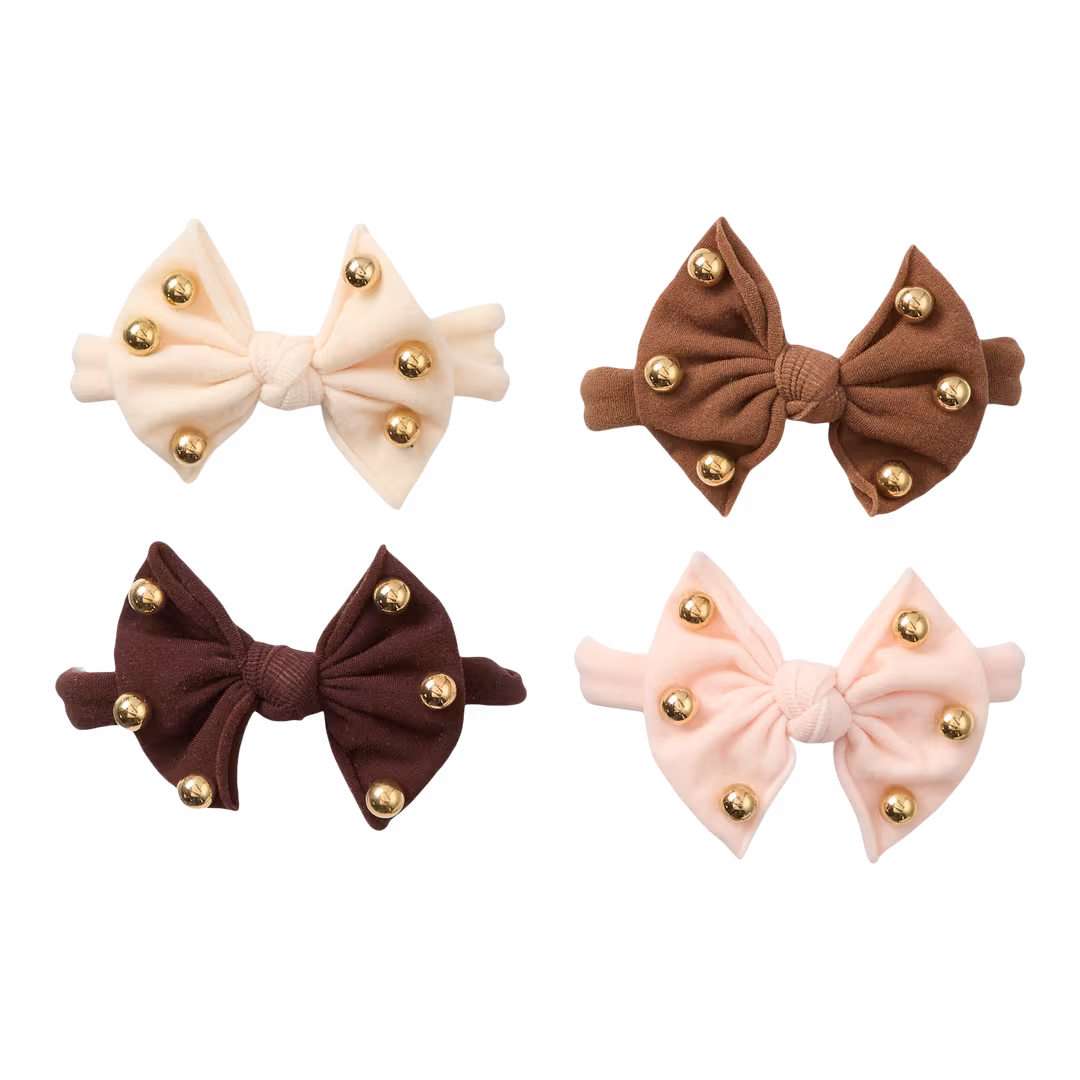 Conair Accessories  Bow Ponytailers with Gold Beads 4 pk