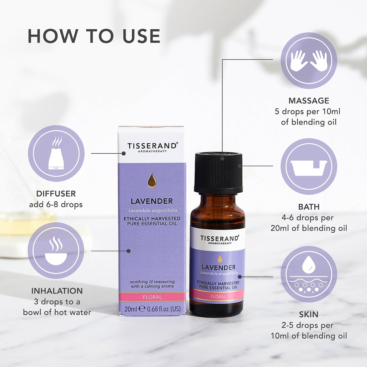 Tisserand Lavender Ethically Harvested Essential Oil - 20ml