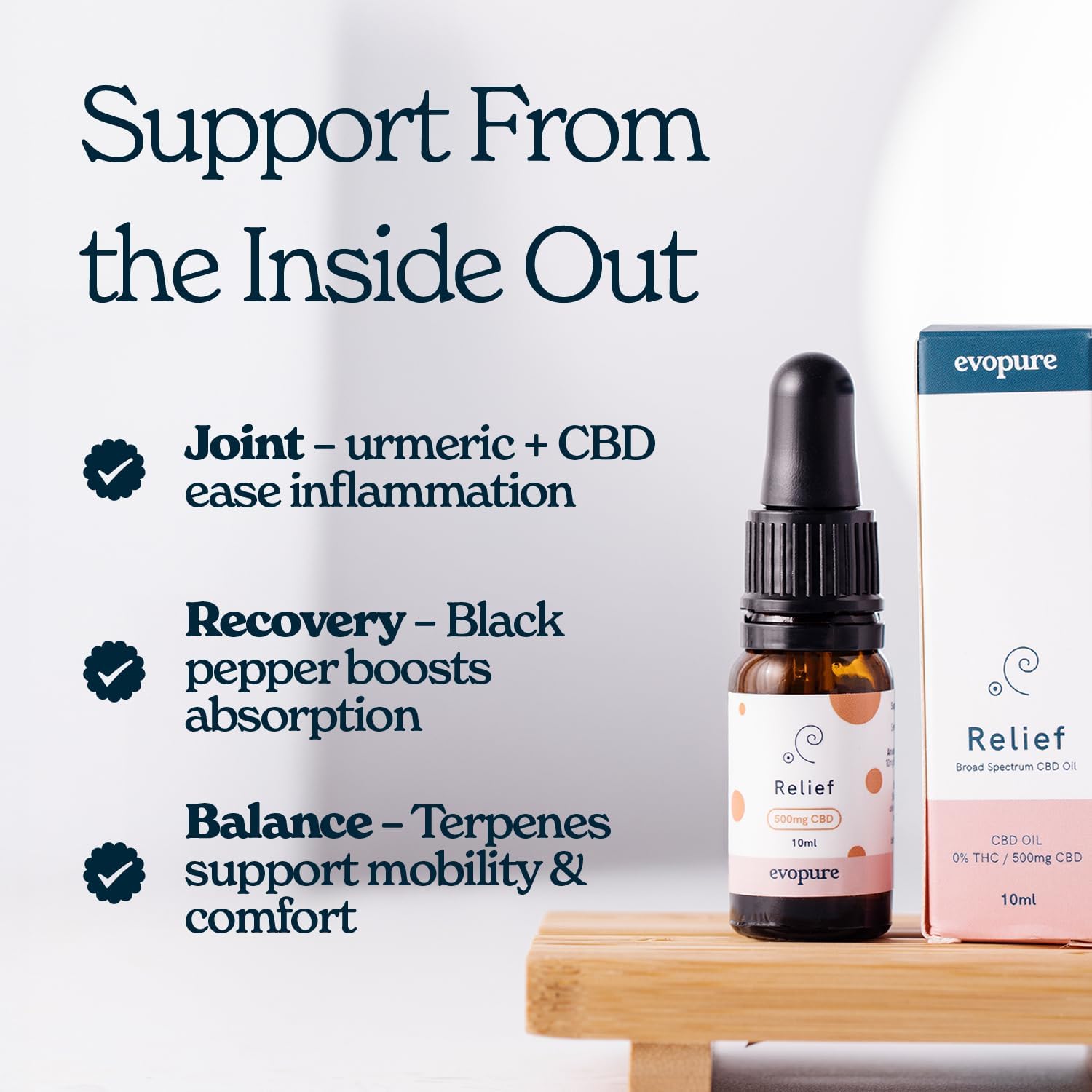 CBD Oil 500mg for Muscle & Joint Relief | Turmeric & Black Pepper | Recovery & Inflammation Support | THC Free | 10ml