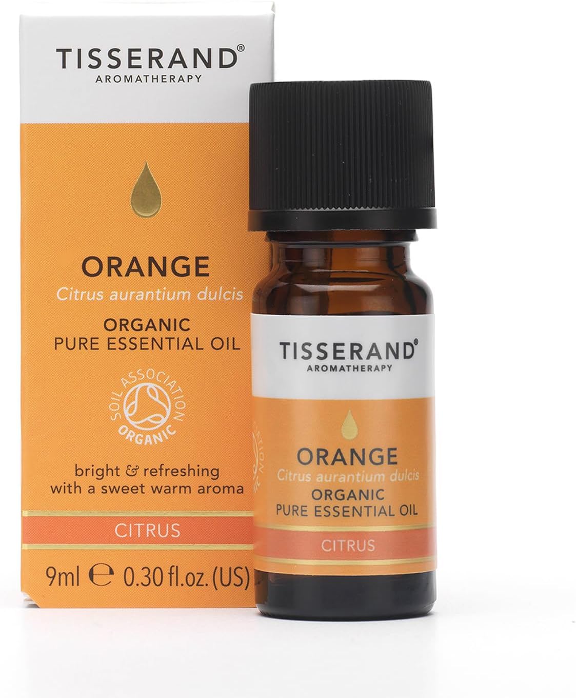Tisserand Orange Organic Essential Oil - 9ml | Sweet & Uplifting Orange Aroma, 100% Natural Pure Essential Oils, Uncompromising Quality, Certified Vegan