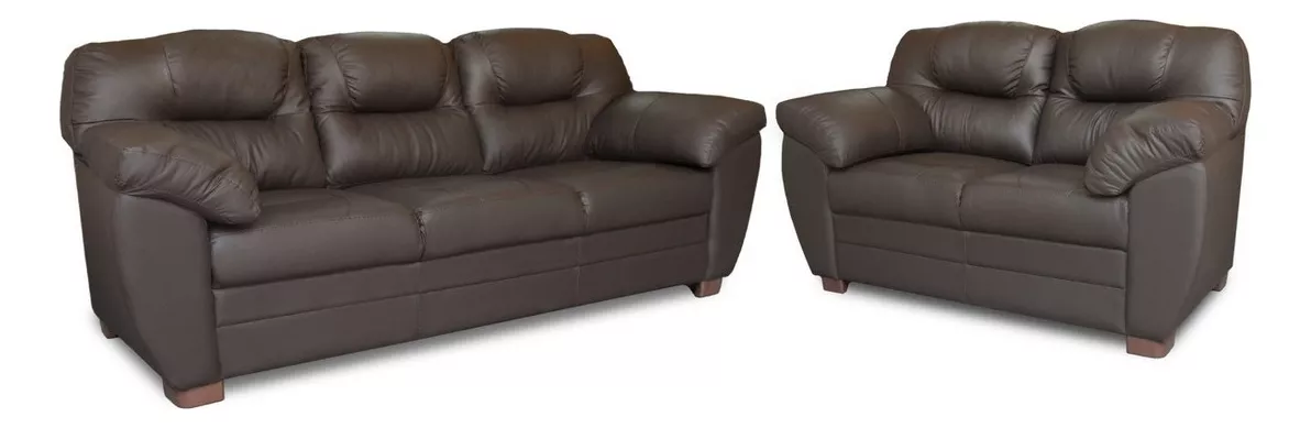 Sala De Piel - Toscana / Sofa Y Love - Descuento Contado Color Chocolate