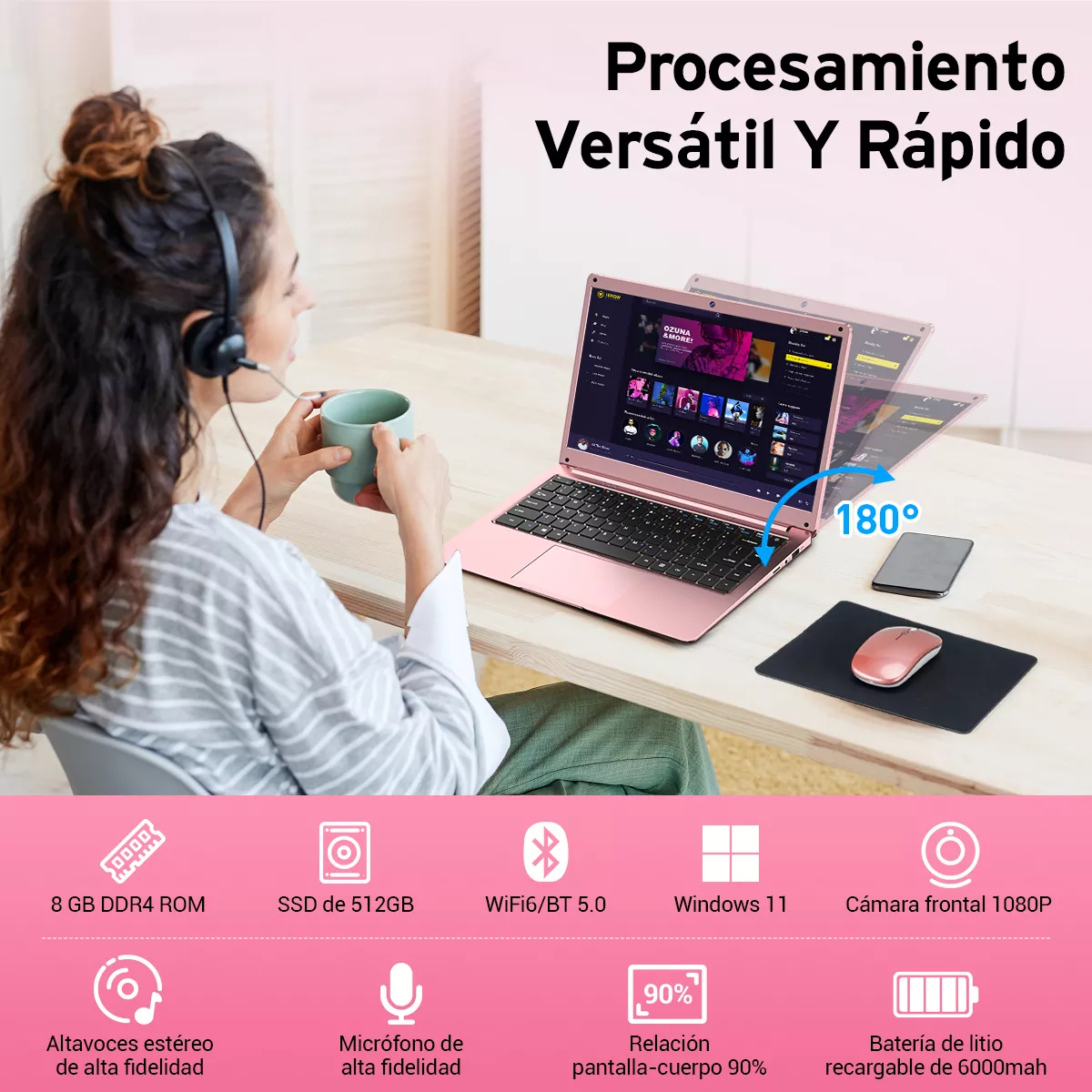 14.1'' Laptop 8 Ram+512gb Ssd Windows 11 Intel Celeron N4000