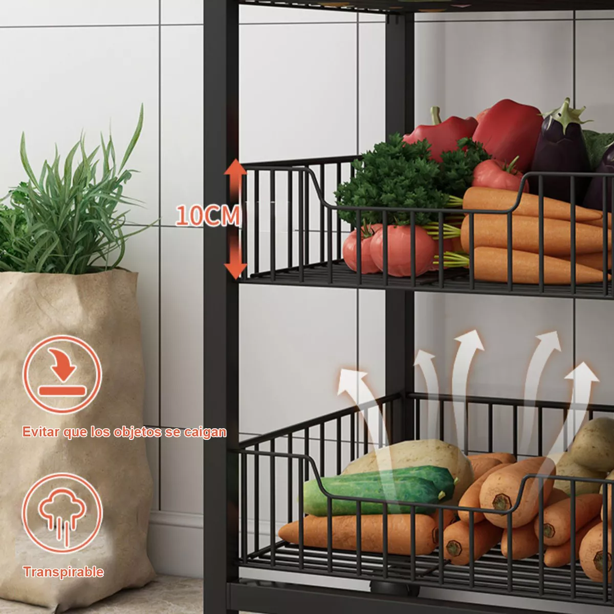 Multifuncional Mueble De Multicapa Para Cocina Estantes 80cm