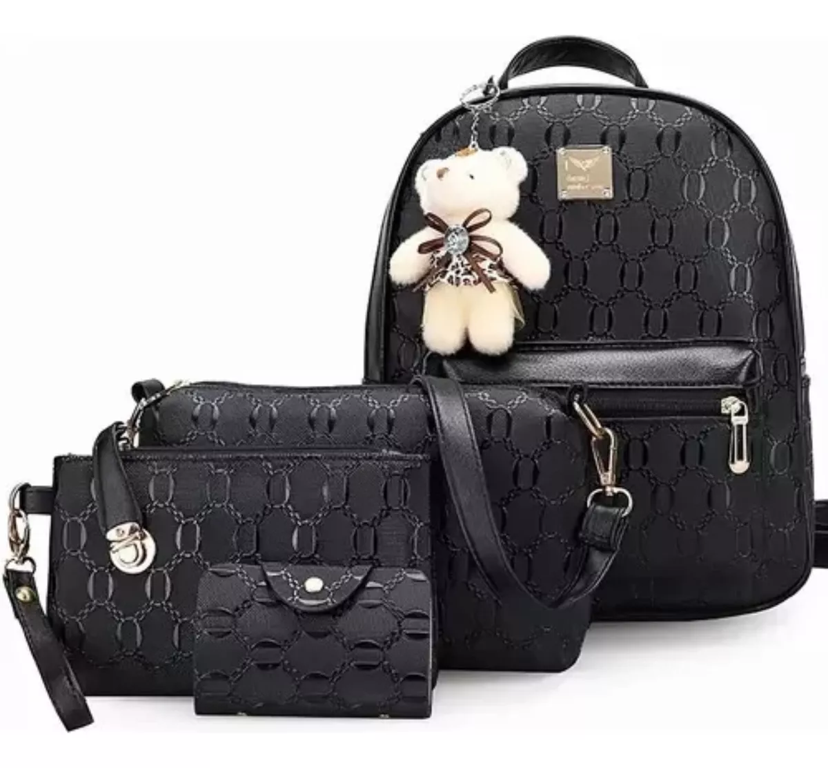 Bolsas De Mujer Moda Dama Mochila Cosmetiquera Correa 4 Set