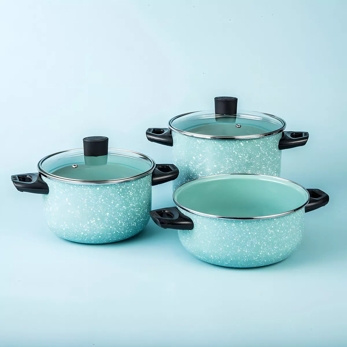 Batería De Cocina Cinsa Granito Jade Menta 12 Piezas