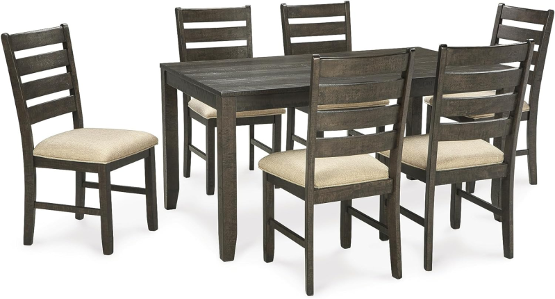Juego de mesa de comedor de 20 con 6 sillas tapizadas.