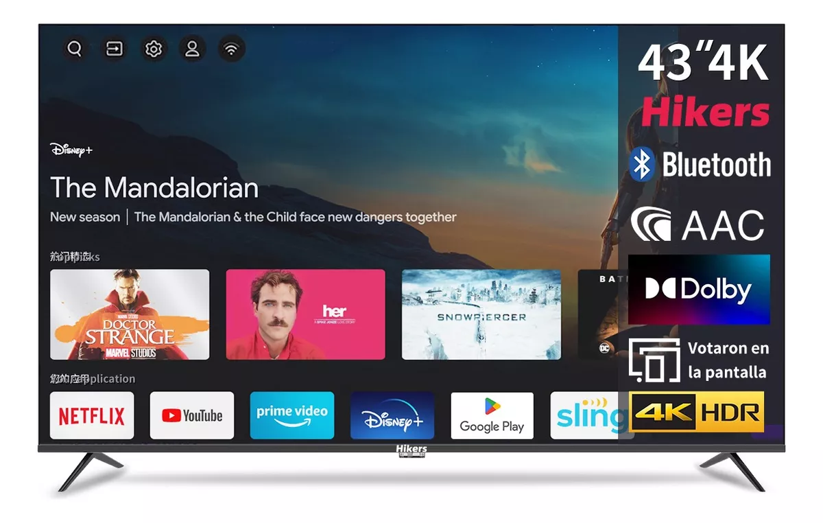 Pantalla Smart Tv Hikers 43 Pulgadas 4k Uhd Dolby/aac Voz