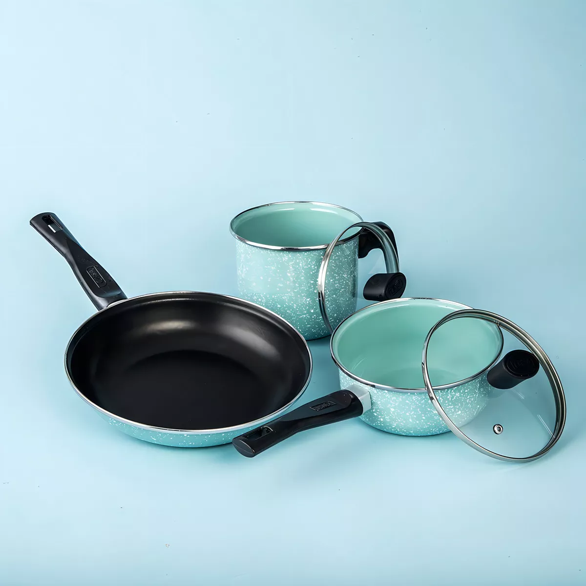 Batería De Cocina Cinsa Granito Jade Menta 12 Piezas
