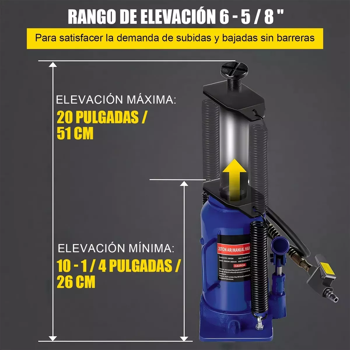 Gato De Botella Hidráulico De Aire 20 Ton Con Agarradera
