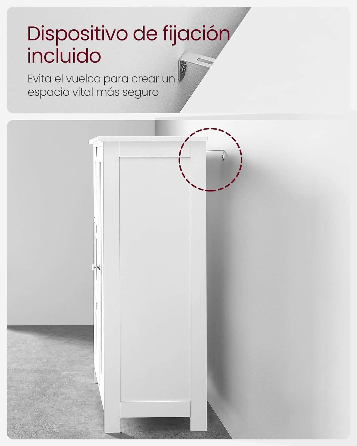 VASAGLE Armario de Bao, Mueble de Bao Estrecho, Cajonera con 3 Cajones, Cómoda de Bao, Armario con Estante Ajustable y Puerta, 30 x 60 x 81 cm