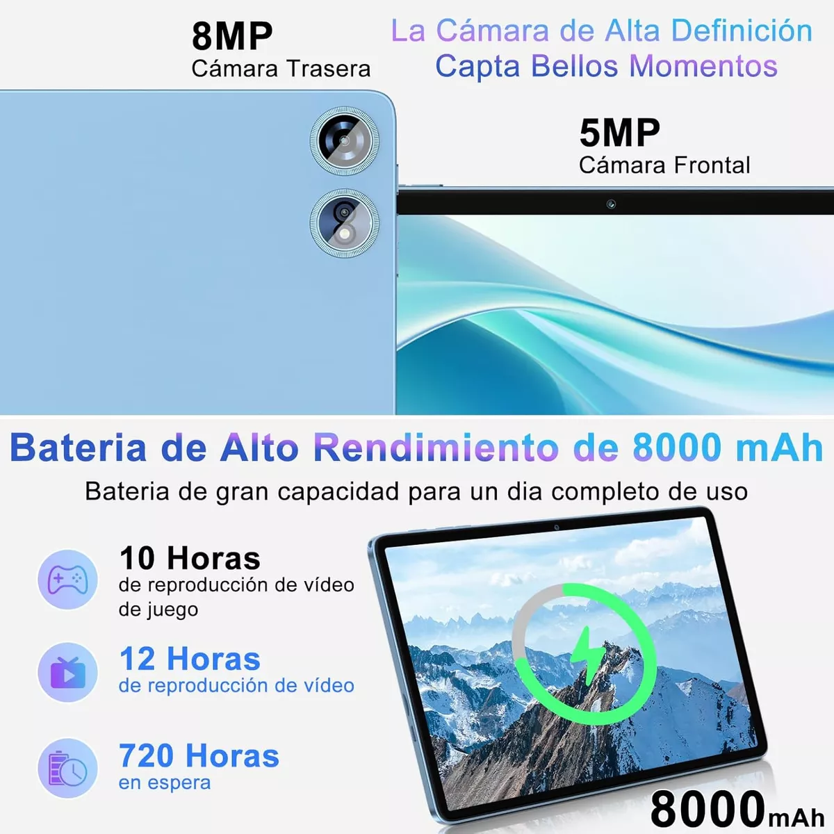 Android 14 Tablets 22gb+128gb Wifi5g Bt5 Tablet Con Teclado