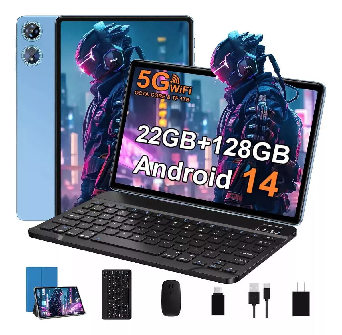 Android 14 Tablets 22gb+128gb Wifi5g Bt5 Tablet Con Teclado
