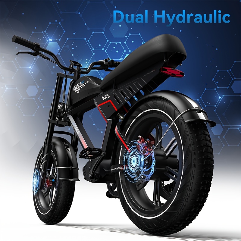 Osoeri Bicicleta eléctrica de llanta ancha de 20 x 4 para adultos, motor BAFANG de 750 W, batería de 48 V 20 AH/40 AH, frenos de disco hidráulicos, amortiguador doble, bicicleta eléctrica de montaa Shimano de 20 mph de 7 velocidades ZM
