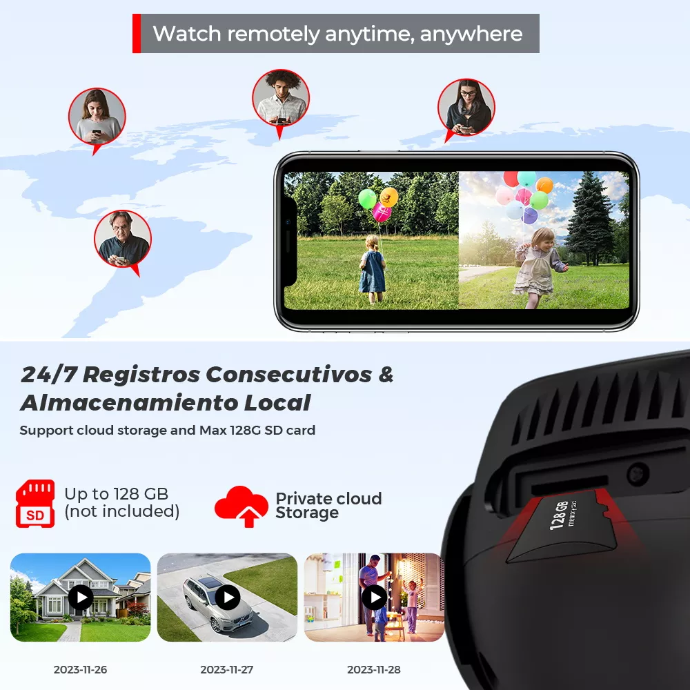 Cámara de Seguridad Inalámbrica ANBERX A8BQ inalámbrico 8MP Con Visión Nocturna Negro/Blanco
