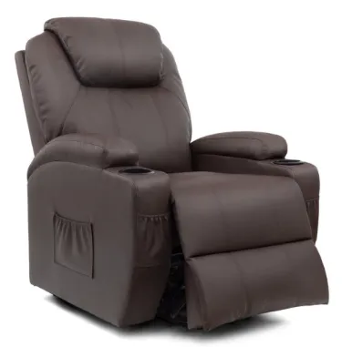 Silla reclinable de piel sint&eacute;tica con funci&oacute;n de masaje y calefacci&oacute;n
