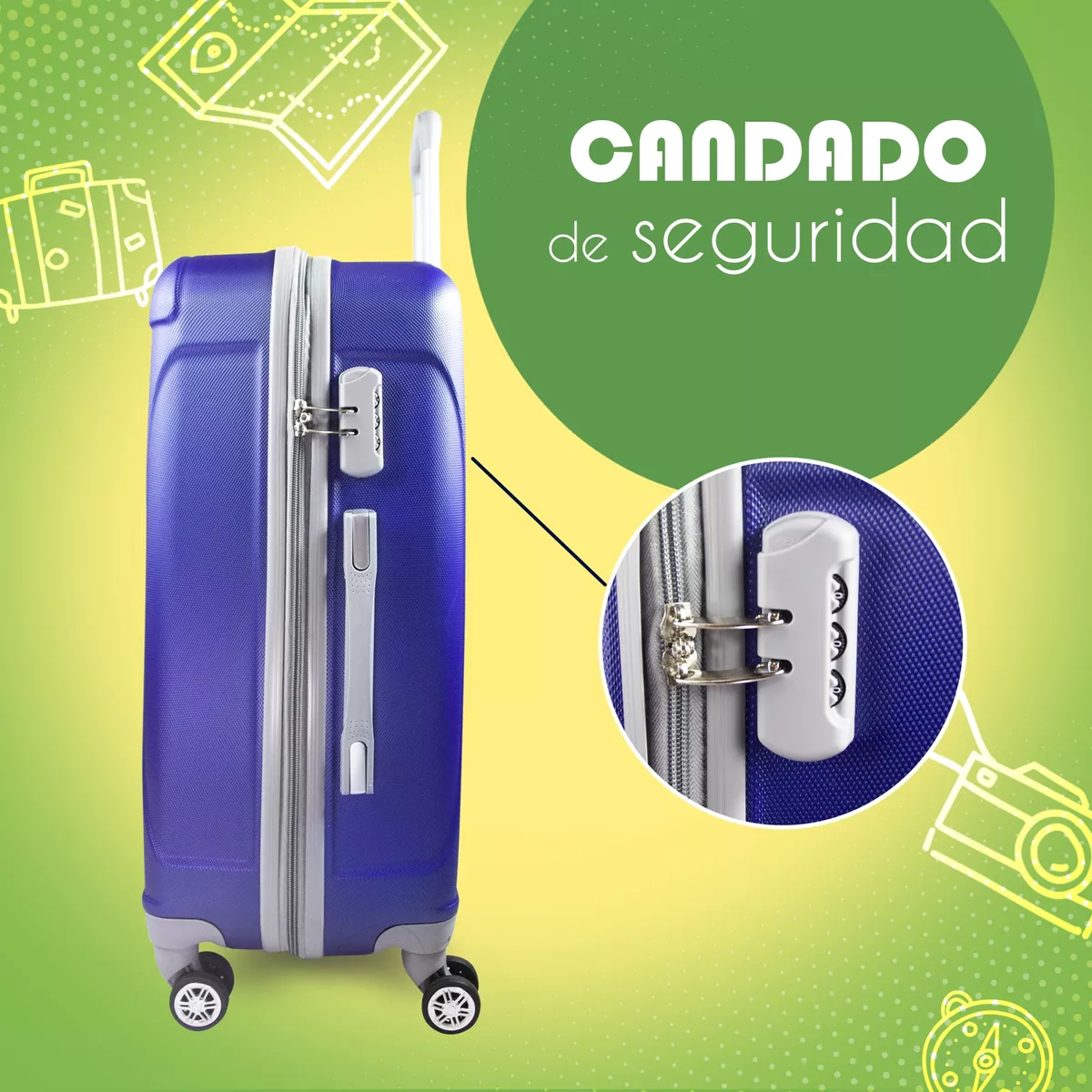 Maleta Con Ruedas Giro 360° De Viaje, 19 Pul Maletas Rigidas