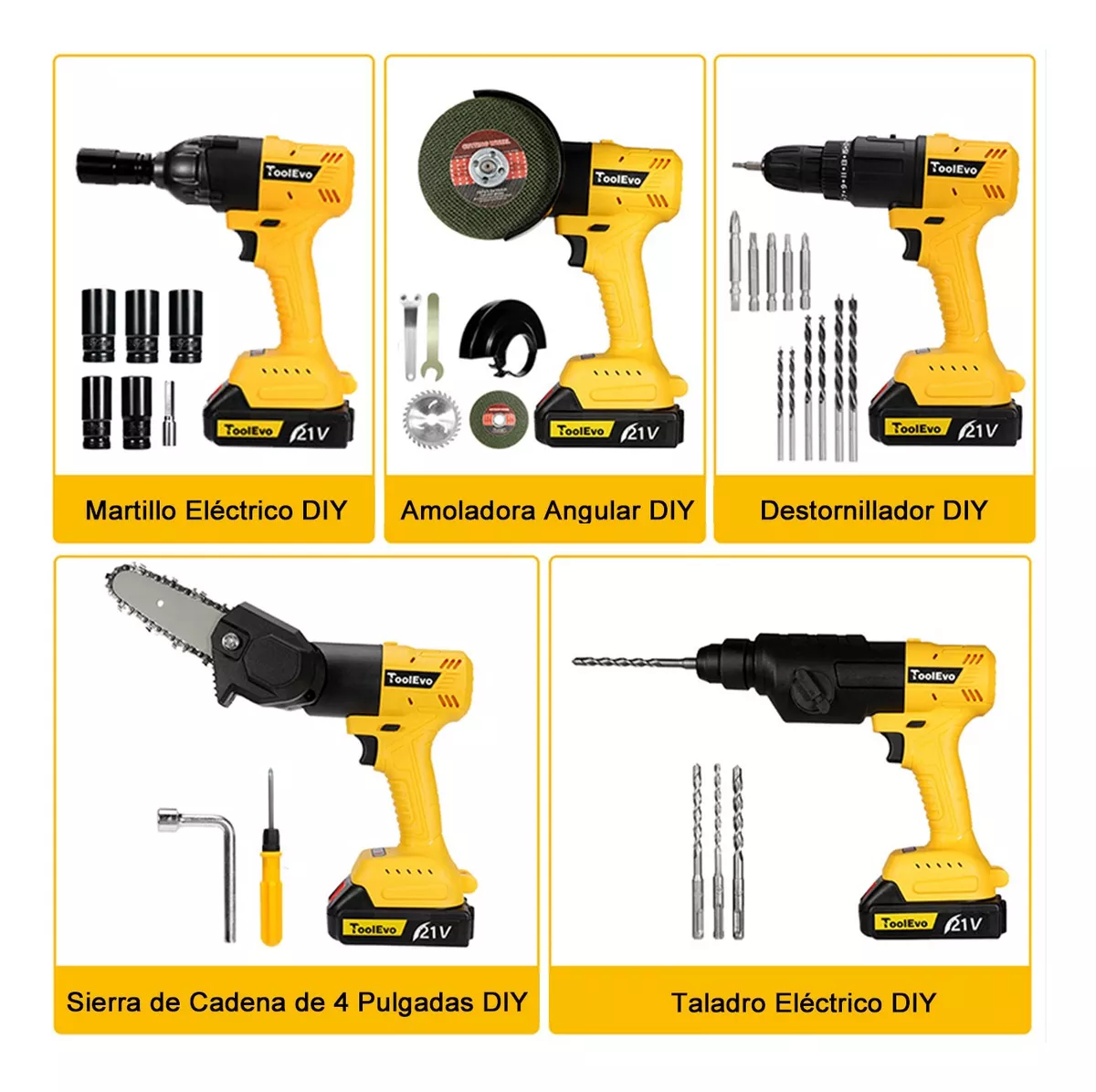 Taladro Matrix kit 6 En 1 Herramienta Multifunciones 21v