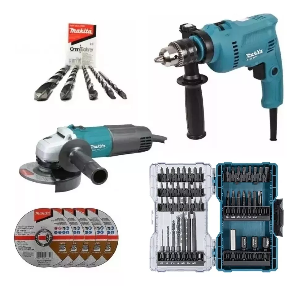 Combo Taladro Rotomartillo + Esmeriladora Mtk0003b Makita
