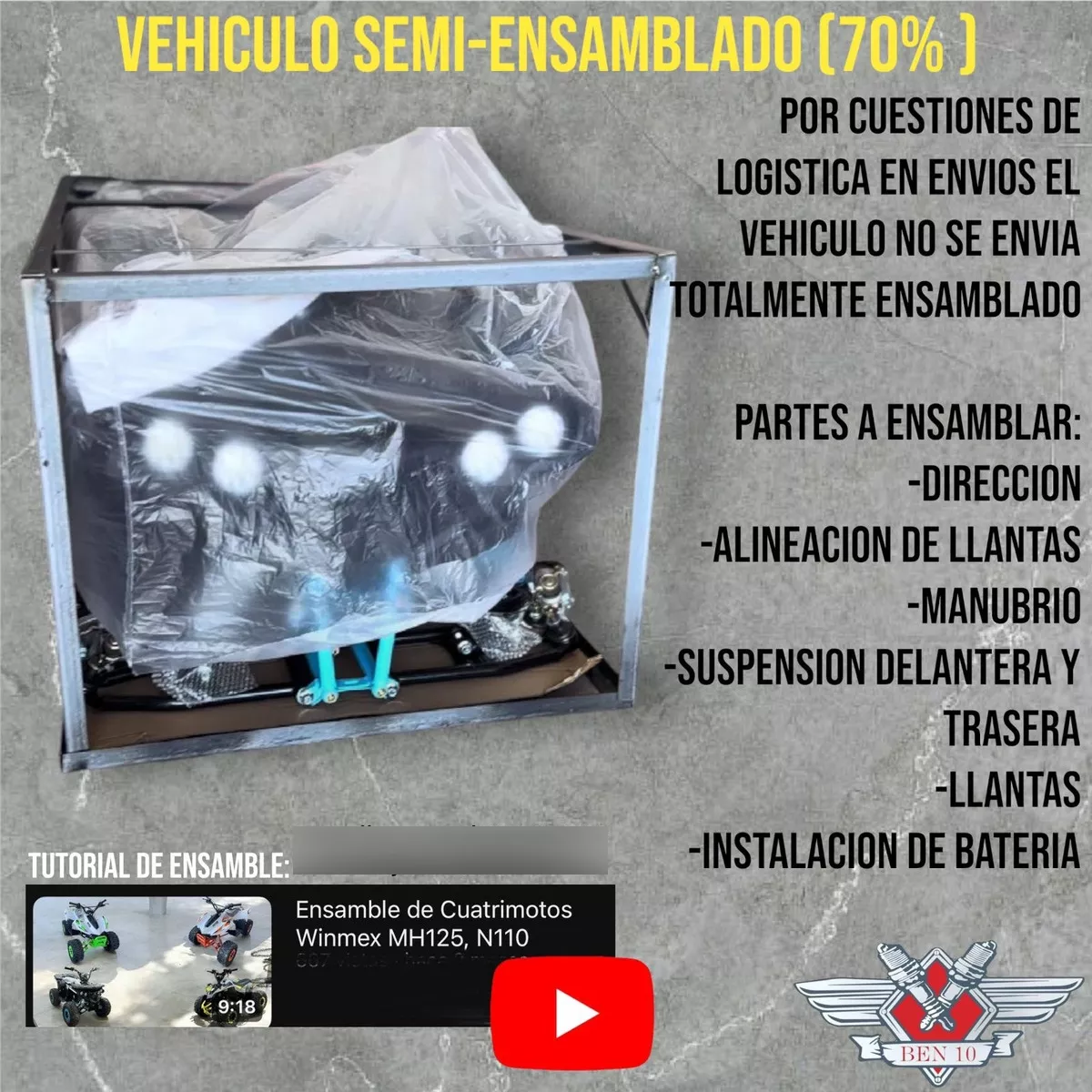 Mini Cuatrimoto Atv Niños Montable 125cc Moto Gasolina 65kmh